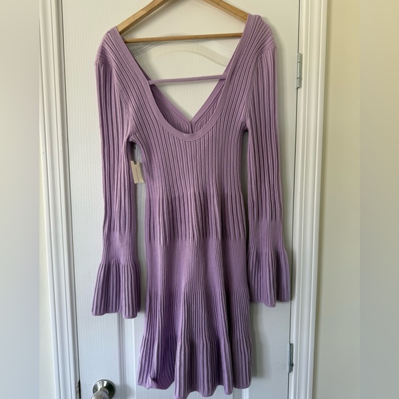 Daily Practice **PURPLE** by Anthropologie Bell-Sleeve Sweater Mini Dress - Picture 12 of 13